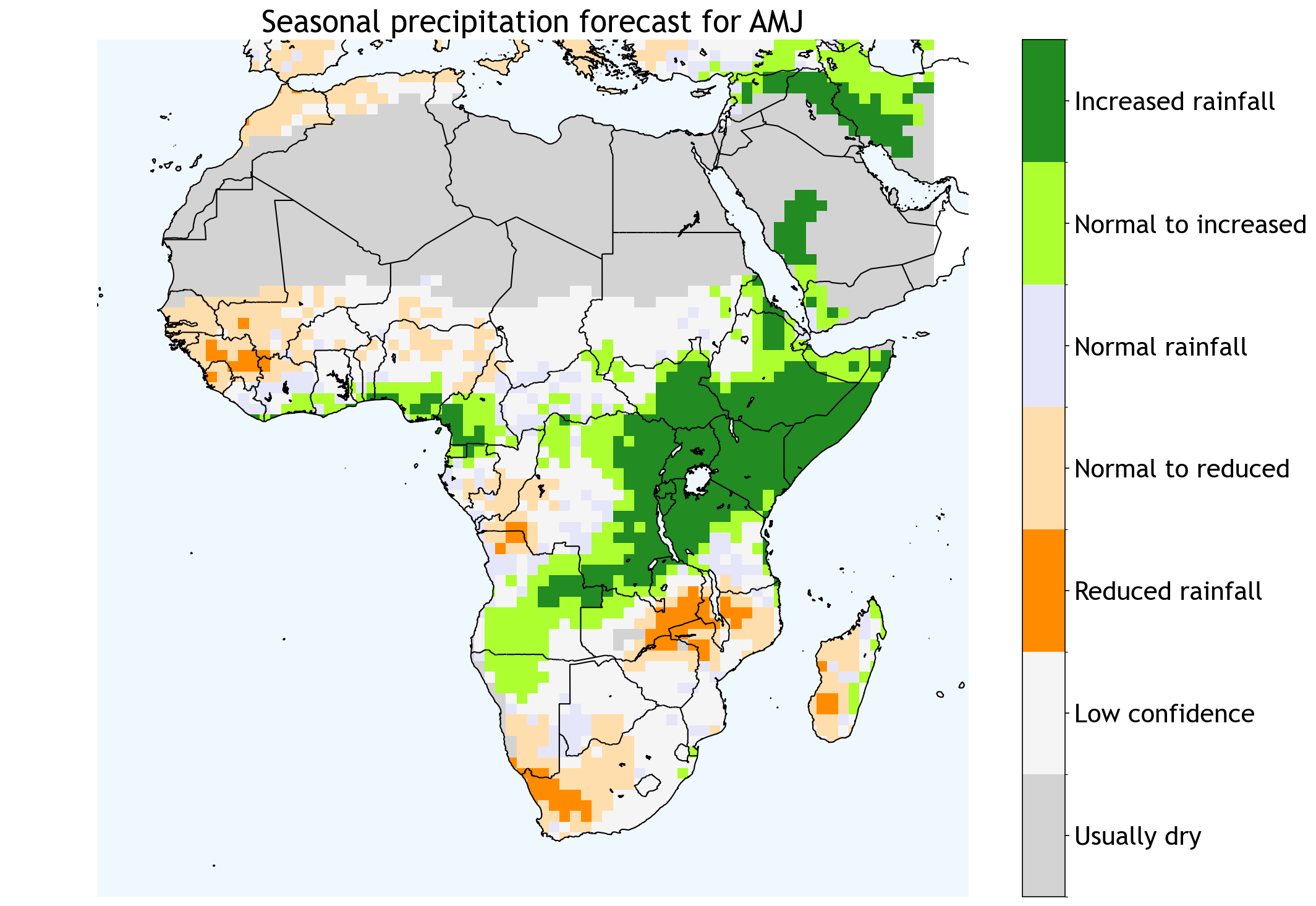 Seasonal precipitation forecast outlook for Africa for the coming 3 months
